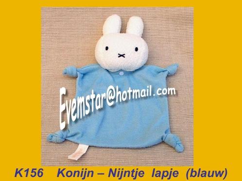 K156 Konijn - Nijntje : katoen met badstof konijntje (blauw), Kinderen en Baby's, Speelgoed | Knuffels en Pluche, Zo goed als nieuw