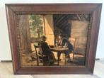 Schilderij Hein Kever - Interieur met personen, Antiek en Kunst, Ophalen of Verzenden