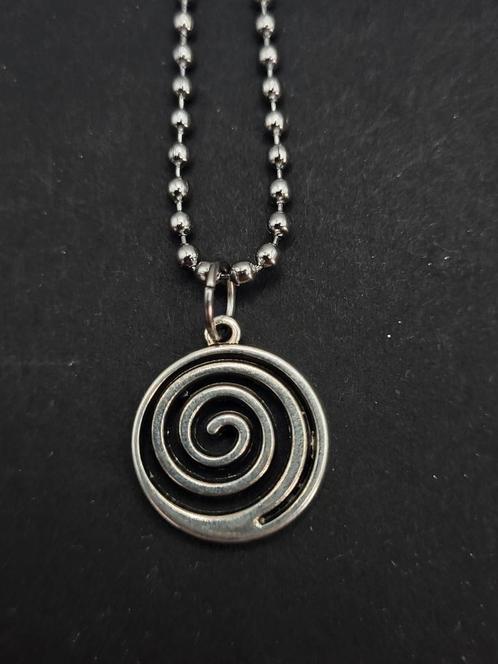Boho Spiraal ketting - handgemaakt - ballchain - RVS, Sieraden, Tassen en Uiterlijk, Kettingen, Nieuw, Overige materialen, Met hanger