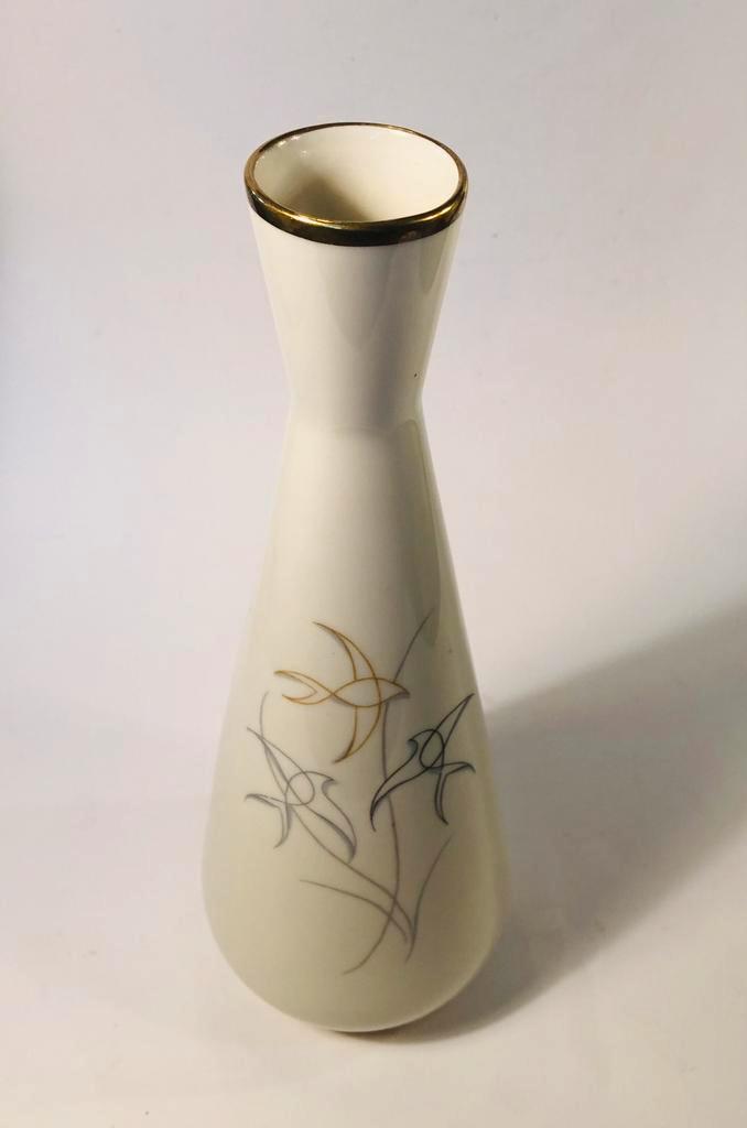 Sierlijk vaasje vogels, vissen en gouden rand, Alka Bavaria, Huis en Inrichting, Woonaccessoires | Vazen, Zo goed als nieuw, Overige kleuren