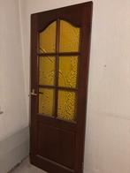 Bruine binnendeur met glas - 77x200cm, Gebruikt, Minder dan 80 cm, Binnendeur, Ophalen of Verzenden