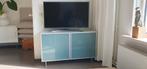 Tv kastje met blauwgroen melkglazen deuren, Minder dan 100 cm, Gebruikt, Ophalen