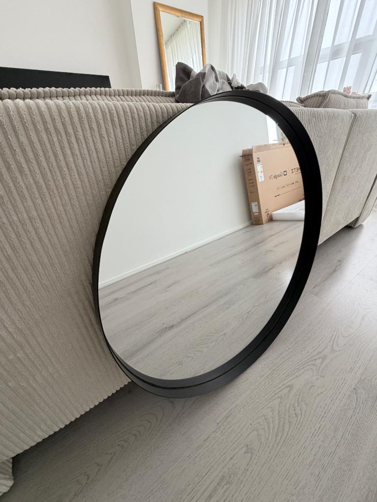 Spiegel rond kwantum zwart, Ophalen, Rond, Zo goed als nieuw, Minder dan 100 cm