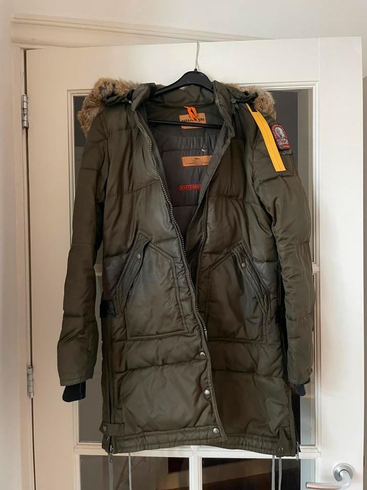 Parajumpers winterjas donkergroen met bont maat S, Kleding | Dames, Jassen | Winter, Gedragen, Maat 36 (S), Groen, Ophalen of Verzenden