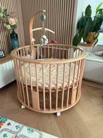 Eiken houten ronde bopita box; incl matras, boxkleed, mobiel, Ophalen, Zo goed als nieuw, Rond, Boxkleed