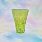 Groene vaas met cijfers, Ophalen of Verzenden, Minder dan 50 cm, Groen, Glas