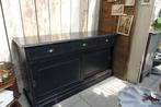Zwart dressoir sleetse look, Ophalen, Overige materialen, 150 tot 200 cm, Met lade(s)