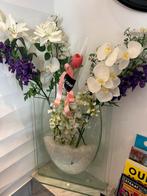 Nep bloemen in glazen vaas, Huis en Inrichting, Woonaccessoires | Vazen, Ophalen, Overige kleuren, Minder dan 50 cm, Glas