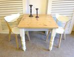 Prachtige witte landelijke vierkante keuken tafel, Ophalen, 50 tot 100 cm, 50 tot 100 cm, Zo goed als nieuw