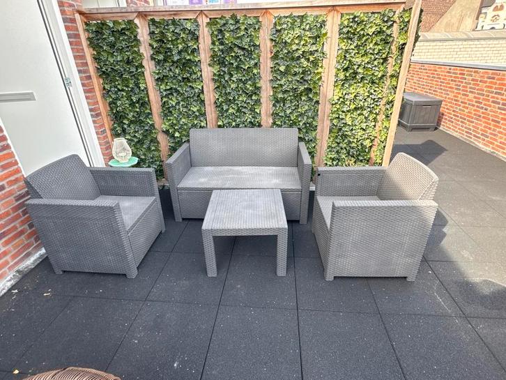 Allibert loungeset 3-delig, Tuin en Terras, Tuinsets en Loungesets, Gebruikt, Loungeset, Kunststof, 4 zitplaatsen, Stoel, Ophalen