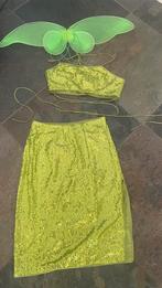 Paillette pakje, rok, top, vleugels tinkerbell, Carnaval, Maat 42/44 (L), Ophalen of Verzenden, Zo goed als nieuw