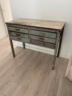 Super stoere industriële werkbank. Cq side table, Ophalen, 100 tot 150 cm, Zo goed als nieuw, Rechthoekig