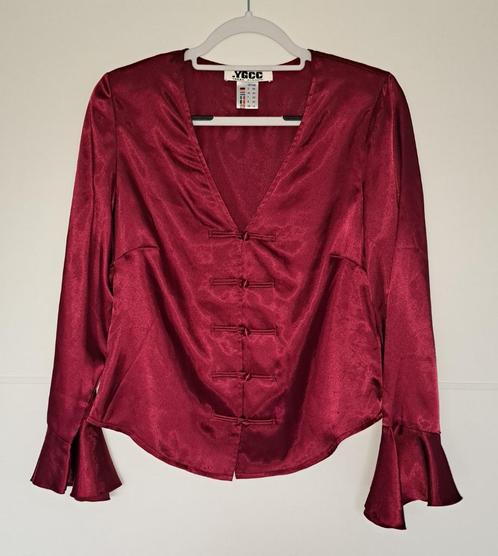 Blouse wijnrood satijn (maat 40) als nieuw, Kleding | Dames, Blouses en Tunieken, Zo goed als nieuw, Maat 38/40 (M), Rood, Verzenden