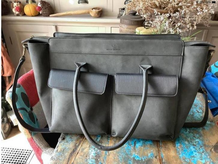 Prachtige grijs/blauwe laptoptas van Violet Hamden, Computers en Software, Laptoptassen, Zo goed als nieuw, Aktetas, Ophalen of Verzenden