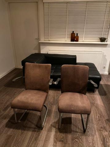 2 X De Wit Stoelen , Fauteuils , Ribstof Bruin Origineel. beschikbaar voor biedingen