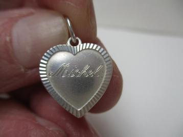 Zilveren hanger HART model met naam MICHEL erin 925 zilver beschikbaar voor biedingen