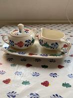 Puntgaaf roomstel met onderbord Boerenbont/P Regouw, Overige typen, Ophalen of Verzenden, Zo goed als nieuw, Aardewerk