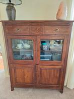 Vintage houten kast met glazen deuren, Huis en Inrichting, Kasten | Vitrinekasten, Ophalen, Gebruikt, 100 tot 150 cm, 100 tot 150 cm