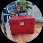 Vintage beautycase rood skai, gevoerd, 70's, hardcase, Ophalen of Verzenden