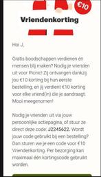 Picnic kortingscode €10, Tickets en Kaartjes, Eén persoon, Kortingsbon, Overige typen