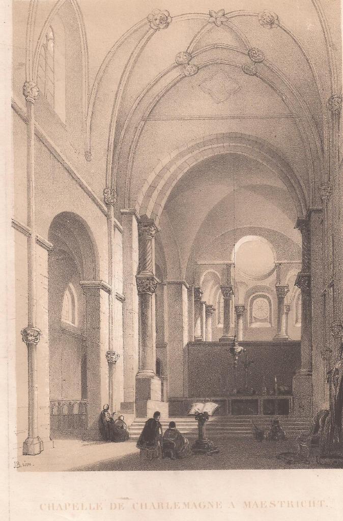 Maastricht - Chapelle de Charlemagne a Maestricht - ca. 1875, Antiek en Kunst, Kunst | Etsen en Gravures, Ophalen of Verzenden