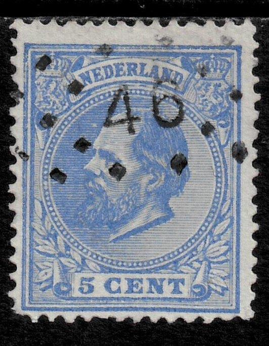 NVPH 7 Koning Willem III - 5 cent - Met puntstempel 46., Postzegels en Munten, Postzegels | Nederland, Gestempeld, T/m 1940, Ophalen of Verzenden