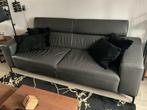 Lederenbankstel antraciet, Ophalen, Gebruikt, 150 tot 200 cm, Driepersoons