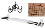 Ikea VISEN keramiek wit planchet/ badkamer zwart ijzer set, Huis en Inrichting, Badkamer | Badkamermeubels, Ophalen, Zo goed als nieuw