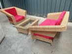 Hele nette tuin of lounge set rotan met salontafel en stoel, Ophalen, Gebruikt, Rotan, 3 zitplaatsen