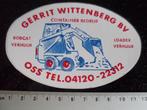 sticker Gerrit Wittenberg oss bobcat containers loader, Verzenden, Zo goed als nieuw, Bedrijf of Vereniging