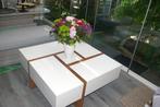 Design witte salontafel met vier grote laden., Huis en Inrichting, Tafels | Salontafels, Ophalen, Gebruikt, Vierkant, 50 tot 100 cm