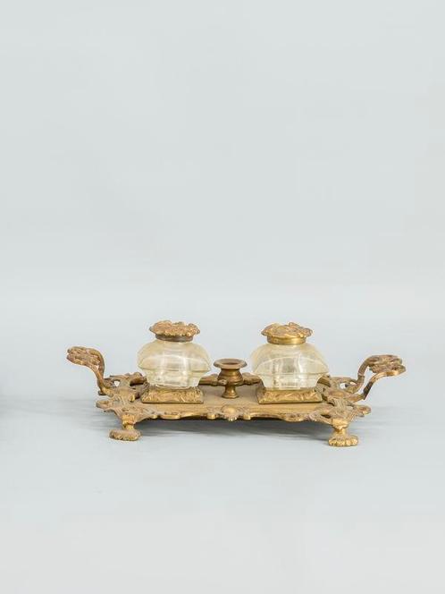 Inktpot - Barok stijl messing exemplaar met floraal 19e eeuw, Antiek en Kunst, Antiek | Goud en Zilver, Ophalen of Verzenden