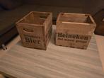 Twee nostalgische Heineken kratjes - vintage decoratie, Verzamelen, Biermerken, Ophalen, Gebruikt, Overige typen, Heineken