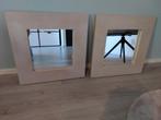 Twee stijlvolle spiegels van massief eikenhout 50 x 50 cm, Huis en Inrichting, Woonaccessoires | Spiegels, Ophalen, Gebruikt, Rechthoekig