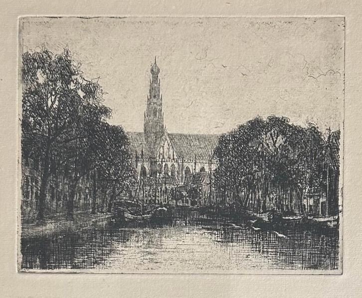 Oude ets van C. van Trigt-Hoevenaar   ---   Haarlem, Antiek en Kunst, Kunst | Schilderijen | Klassiek, Ophalen of Verzenden
