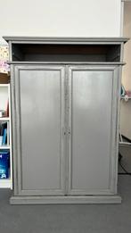 Massief houten grijze kast, Ophalen, 100 tot 150 cm, 100 tot 150 cm, 25 tot 50 cm