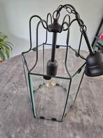 Hanglamp mat zwart met glas en filament lamp, Ophalen, Zo goed als nieuw, Glas, Minder dan 50 cm