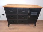 Industrieel Dressoir met Lades & Deur, Ophalen, 100 tot 150 cm, Zo goed als nieuw, Industrieel