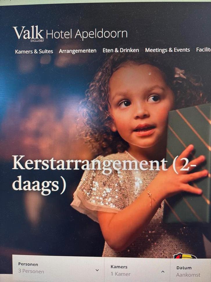 Kerstarrangement 1e op 2e kerstdag vd Valk hotel Apeldoorn, Tickets en Kaartjes, Kortingen en Cadeaubonnen, Drie personen of meer