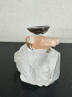 Half edelsteen Bergkristal Papegaai op rotsblok beeldje, Ophalen of Verzenden