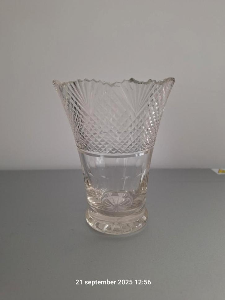 Vintage geslepen kristallen glazen vaas, Antiek en Kunst, Antiek | Glas en Kristal, Ophalen of Verzenden