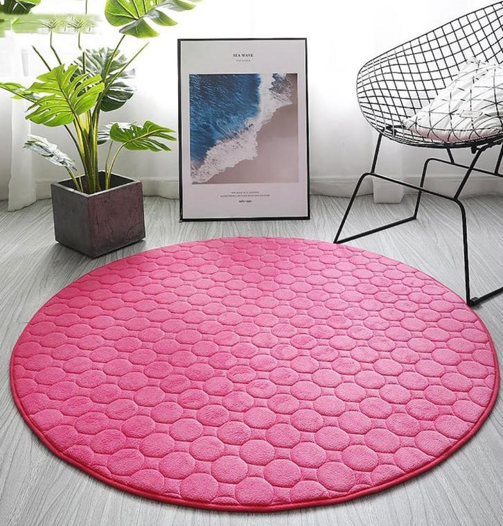 Roze Rond Vloerkleed / Kleed Tapijt Mat Vloermat, Huis en Inrichting, Stoffering | Tapijten en Kleden, Nieuw, 150 tot 200 cm, Rond