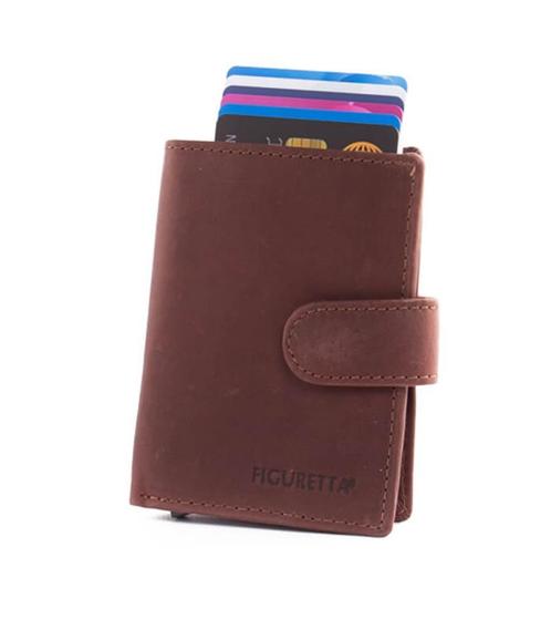 Figuretta leren card protector (nieuw), Sieraden, Tassen en Uiterlijk, Portemonnees, Nieuw, Overige merken, Bruin, Ophalen of Verzenden