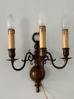 Antieke 3 armige Hollandse gepende wandlamp ., Ophalen of Verzenden, Gebruikt, Metaal