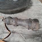 Landelijke houten klos hanger leren veter sober 20cm *Etage3, Huis en Inrichting, ., Ophalen of Verzenden, Zo goed als nieuw, .