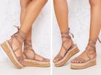 Nieuw zomer schoenen sandalen bruin Prettylittlething, Nieuw, Ophalen of Verzenden, Prettylittlething, Bruin
