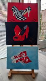 3 moderne schilderijen - Schoenen!, Antiek en Kunst, Kunst | Schilderijen | Modern, Ophalen