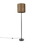 Qazqa Vloerlamp Simplo met brons / bruine velours kap, Huis en Inrichting, Lampen | Vloerlampen, 150 tot 200 cm, Metaal, Zo goed als nieuw