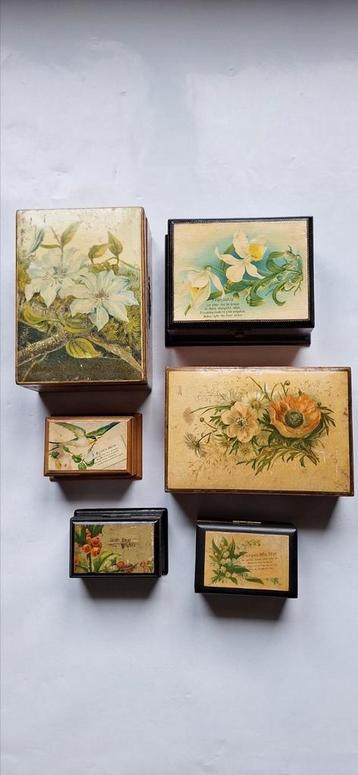 Antieke Schotse doosjes voor sieraden of naaigarnituur  beschikbaar voor biedingen