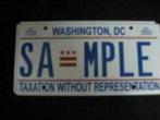 Kentekenplaat licenseplate Washington DC Sample USA, Verzamelen, Auto's, Gebruikt, Ophalen of Verzenden